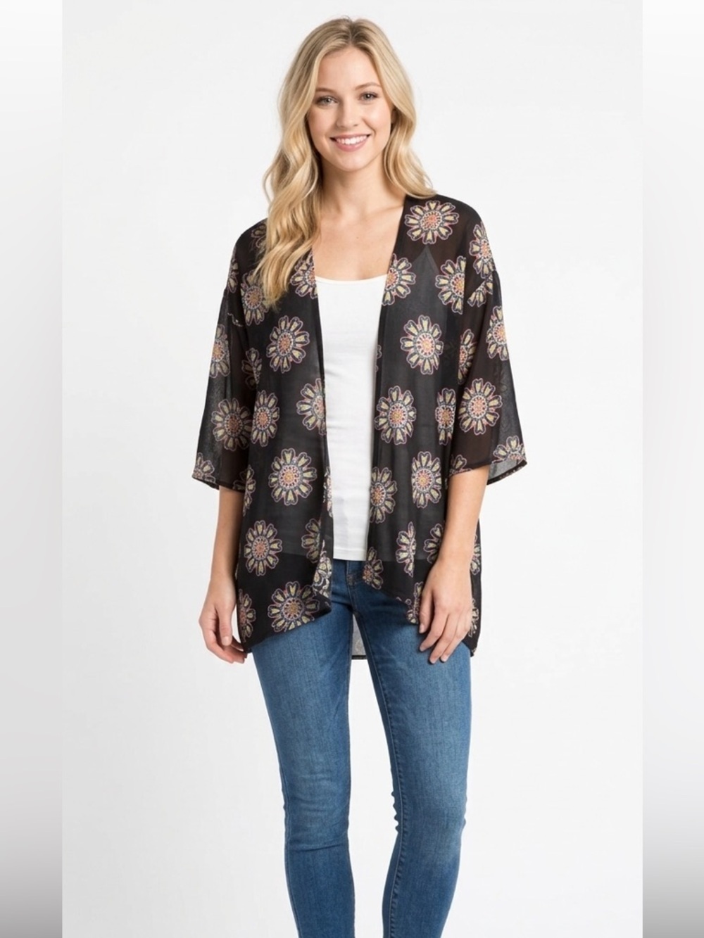 LulaRoe small gorgeous floral boho print kimono